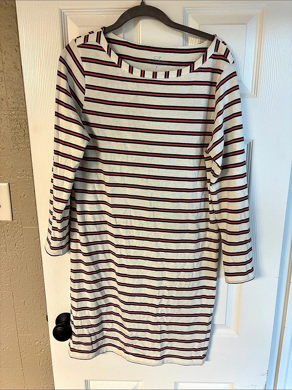 vineyard vines Striped Mini Dress in White & Red Size Small Like New